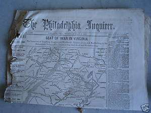 RARE May 27 1862 Civil War Philadelphia Newspaper LOOK  