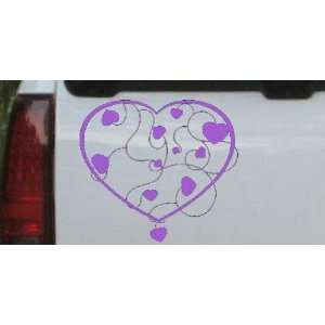 6in X 6.7in Purple    Heart With Vines Car Window Wall Laptop Decal 