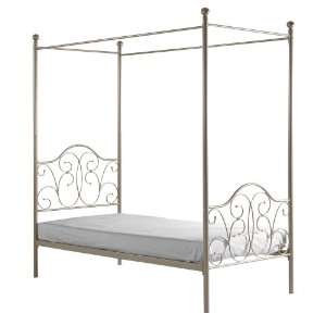 WE Furniture Metal Twin Canopy Bed, Pewter Metallic: Home 