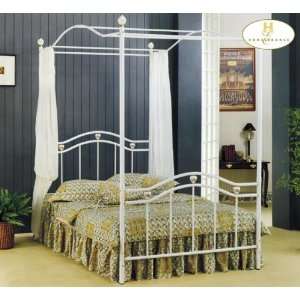 Twin or Full White Metal Canopy Bed Set:  Kitchen & Dining