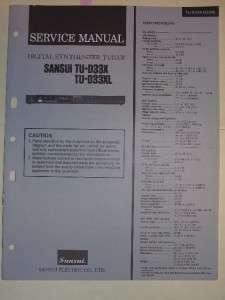 Sansui Service Manual~TU D33X/D33XL Tuner~Original  
