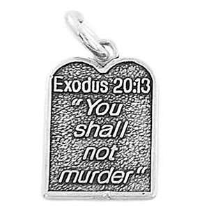    Silver One Sided Commandment Exodus Verse 2013 Charm Jewelry
