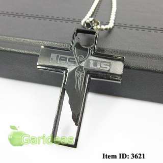   Stainless Steel Jesus Cross Chain Pendant Necklace Item ID:3621  