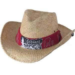  Oklahoma Sooners Straw Cowboy Hat: Sports & Outdoors