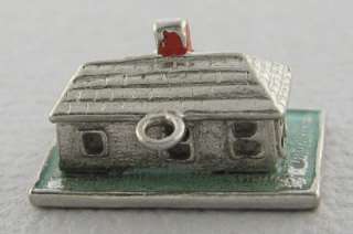 Vintage Sterling Silver RANCH STYLE HOUSE Charm 3D Enamel  