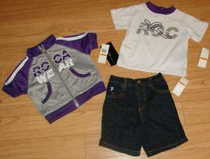 New with Tags NWT Rocawear Baby Boys Jacket Shirt Shorts 12 months Set 