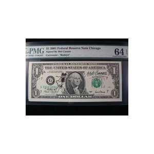  Signed Casson, Mel $1 2001 Federal Reserve Note Chicago 