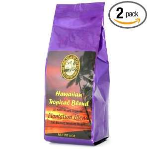   Hawaiian Coffee Blend, Whole Bean, 8 ounce Packages (Pack of 2