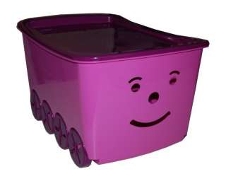 Doppelpack Spielzeugkiste Smiley rosa Spielzeugbox Rollenbox stapelbar 