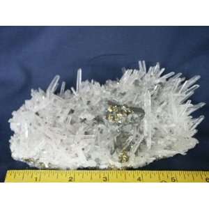 Iron Pyrite on Quartz Crystal Cluster, 8.37.2