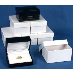  6 Double Ring Gift Boxes Black & White Leather Display 