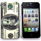 For Apple iPhone 4S 4 $100 Dollar Bill Glossy Hard Plastic Shell Case 
