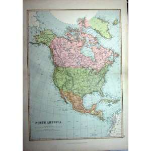   c1910 MAP NORTH AMERICA CALIFORNIA FLORIDA CUBA MEXICO: Home & Kitchen