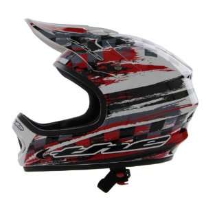 THE Point 5 Checker Full Face Helmet, Red/White, Small / 54 56 cm 