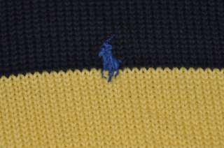 Polo Pony Ralph Lauren blue/yellow stripe crewneck cotton knit sweater 