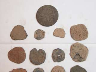 LOT OF 17 UNCLEANED SPANISH MEDIEVAL PIRATE SHIPWRECK COBS COINS EARLY 