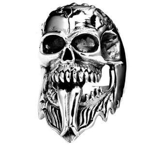  Mens Sterling Silver Tongue Skull Ring   Size  13 