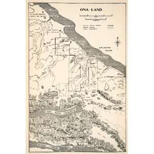  1950 Wood Engraved Map Ona Onawo Selknam Argentina Indian 