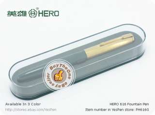 Vintage HERO 616 Fountain Pen Gold Cap Hooded Nib Green  