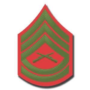 US Marine E 7 Gunnery Sergeant Red/Green Chevron Rank Insignia Decal 