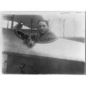   Victor Garaix,French aviator,cockpit of plane with dog