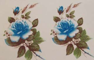 6738 Ceramic Decals 6 SAPPHIRE BLUE ROSES 3 1/2  