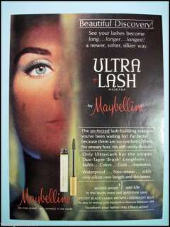 1964 Maybelline Ultra Lash Mascara Eyes 60s Print Ad  