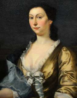 7211 Antique 18th C. Oil on Canvas Portrait of a Lady  