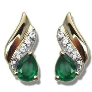  .04 ct 6X4 Pear Emerald Swept Earring Jewelry