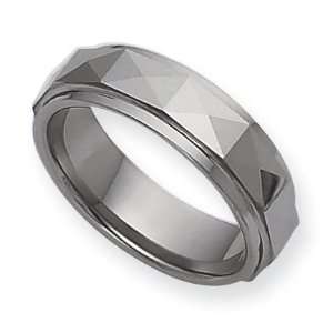    Ridged 7mm Tungsten Ring with Facets/Tungsten Carbide: Jewelry