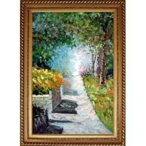  Tranquility Path Oil Painting, with Exquisite Dark Gold 