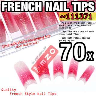 70 pcs Acrylic French Glitter False Nail Tips 30 Styles  