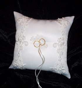 WHITE Wedding Ring Bearer Pillow VENICE LACE LIMITED  