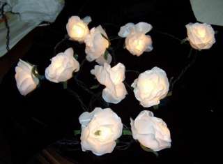 LIGHTED SILK WHITE ROSE GARLAND, 114 Inches Each  