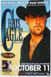 CHRIS CAGLE 2008 SAN DIEGO CONCERT POSTER COUNTRY MUSIC  