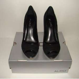  Aldo Womens Black Suede Peep Toe Pump, Size 8 Everything 