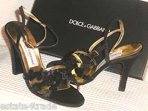 DOLCE & GABBANA Authentic New Shoes NERO Size 6,5 Moire Lot 9s  