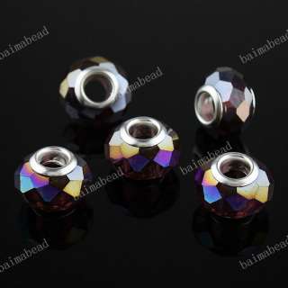 Wholesale Crystal Glass Faceted European Spacer Loose Beads Fit Charm 