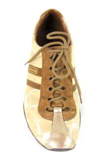 Beautiful Authentic COACH Kate Brown Gold Khaki CC LOGO SNEAKERS shoes 