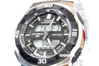 Casio Watch Dual Time Black Steel AQ 164WD 1A AQ164WD 1  