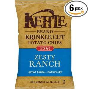 Kettle Krinkle Chips Zesty Ranch, 8.5 Ounce (Pack of 6):  