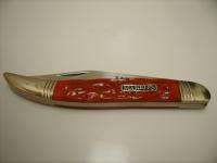 MARBLES Large Texas Toothpick Knife Red Jigged Bone  