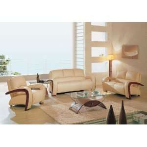    Global Furniture Modern Almond Leather Sofa Set: Home & Kitchen