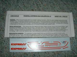 Flightpath decals  1/200 Federal Express Old Colors DC 10 AA  