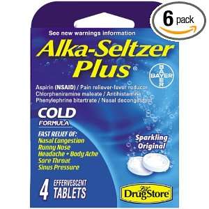 Lil Drugstore Products Alka Seltzer Plus, Cold Formula, 4 Count (Pack 