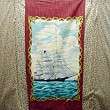 Vintage Nautical WESCO Barkcloth Fabric Panel Tall Ship  