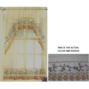   ROSE GARDEN 36 LONG TIER CURTAIN AND SWAG TOP SET