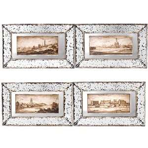  Antiqued Mirror Frame Glass Wall Art VI Set Of 4: Home 