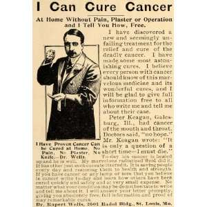  1907 Ad Dr Rupert Wells Cancer Home Cure Peter Keagan 