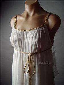GOLD Braided Strap Tie Grecian Goddess Gathered Draped Drape Party fp 